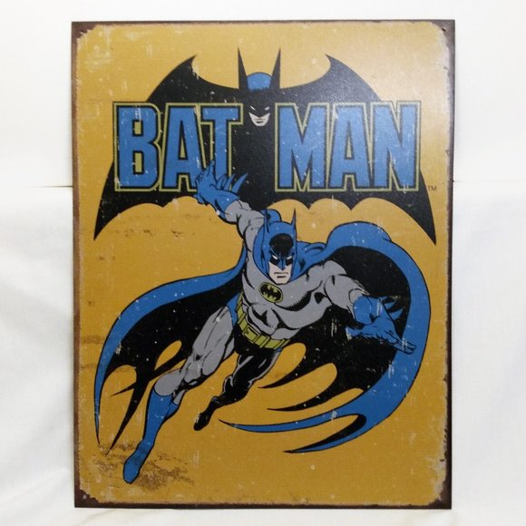 Batman Retro Print On Metal-16" x 12.5" - Picture 1 of 8
